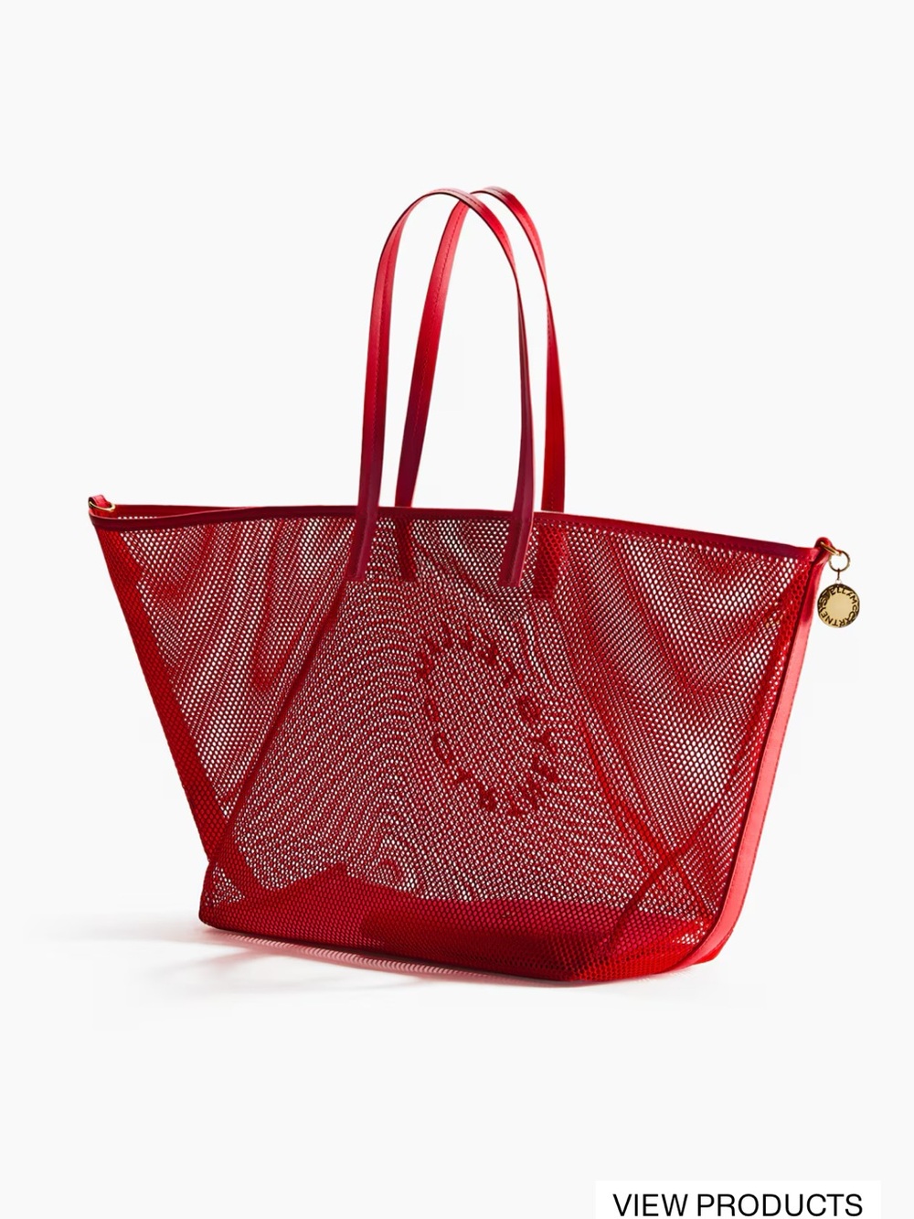 Stella McCartney Red Perforated Circle-Logo Mesh Tote - Picture 2 of 3